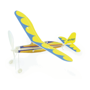 Avion à élastique jaune