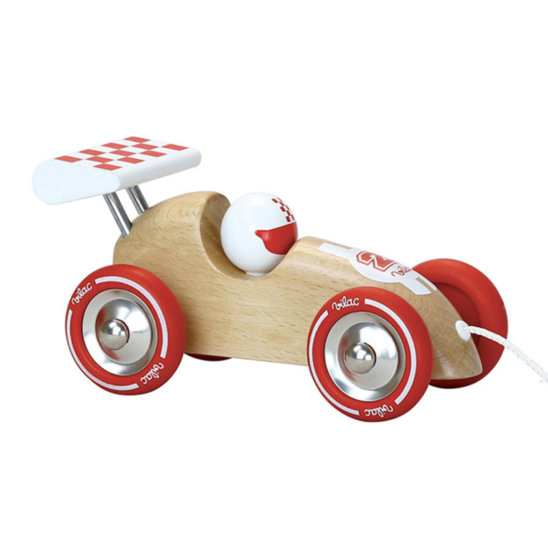 Voiture de course à tirer - Bois naturel