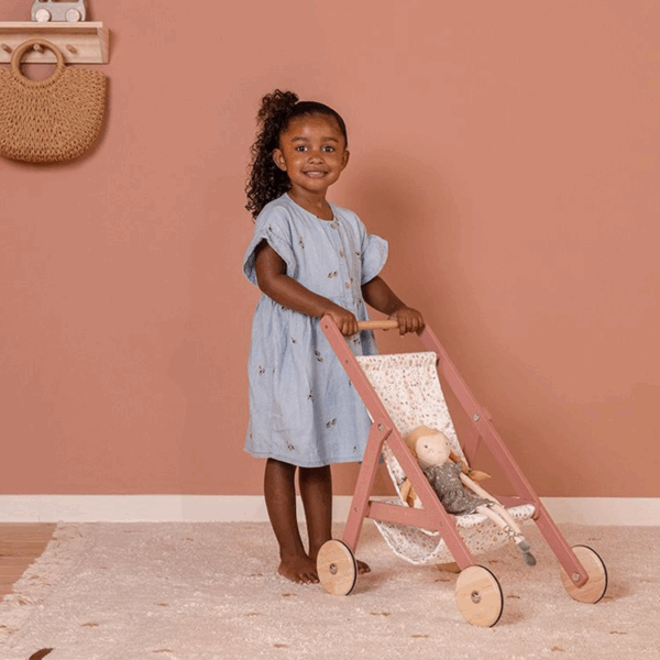 Poussette pour poupée en bois – Image 2