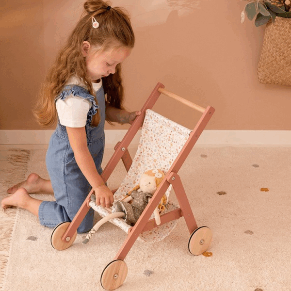 Poussette pour poupée en bois – Image 3