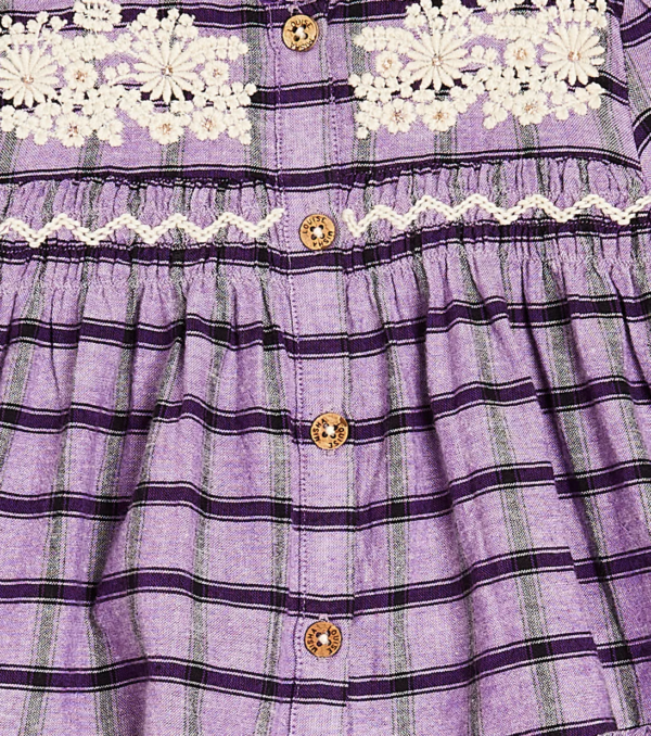 Robe Légère Et Confortable En Coton Et Lin Avec Broderie - Modèle Ample Et à Carreaux - Pour Femme