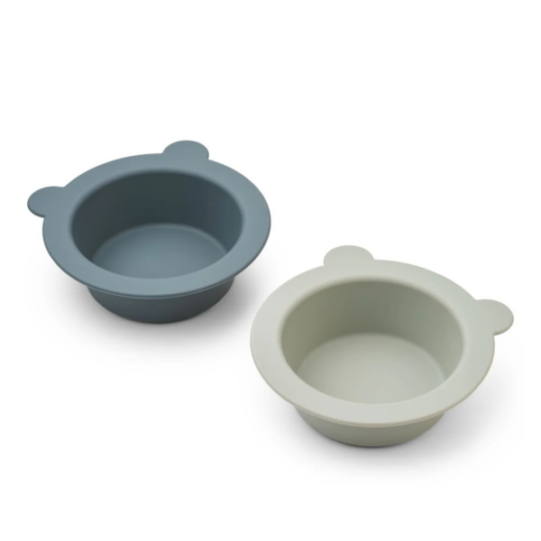 Lot de 2 bols à ventouse Peony - Whale blue / Dove blue