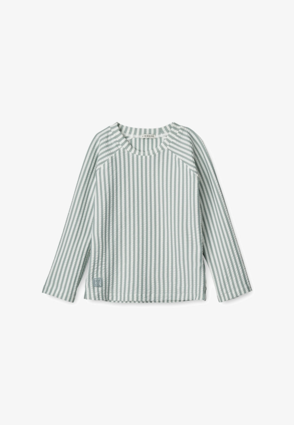 T shirt de bain anti UV Noah seersucker - Stripe sea blue