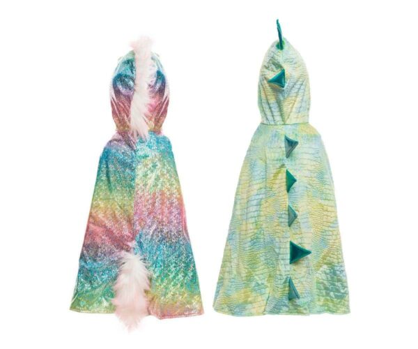 Cape arc en ciel reversible Licorne/Dragon - 5/6 ans