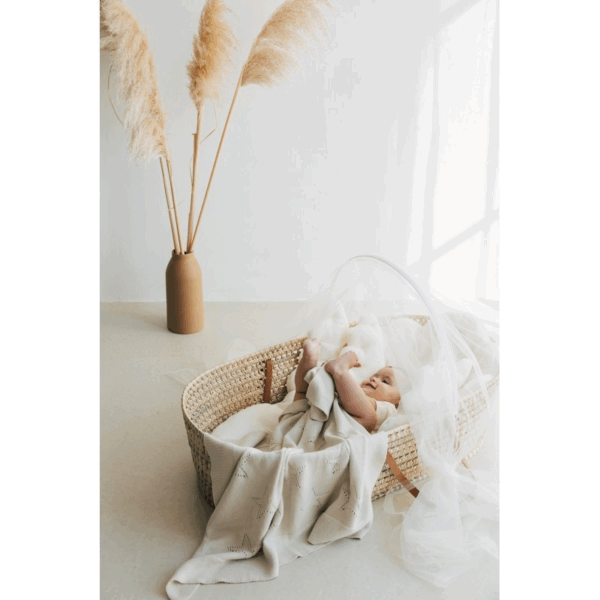 Couffin en osier large avec matelas – Image 2