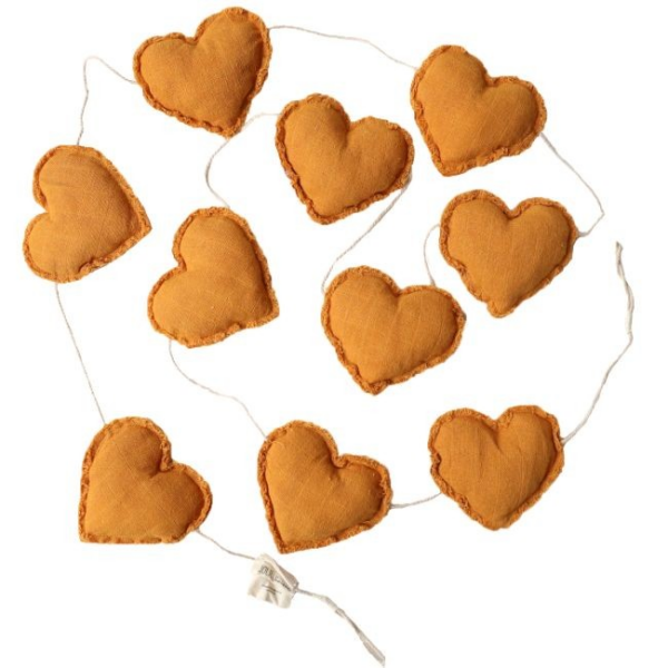 Guirlande coeur moutarde