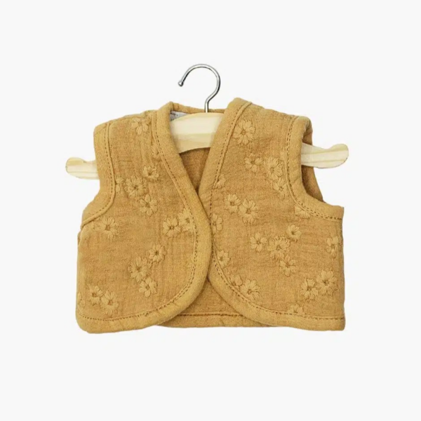 Gilet sans manches Tooama gaze de coton camel & broderies