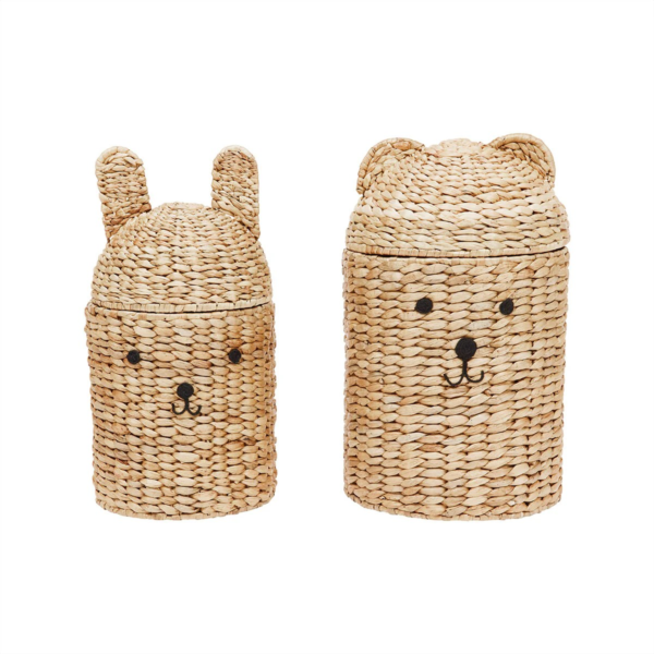 Set de 2 paniers de rangement - Ours & Lapin