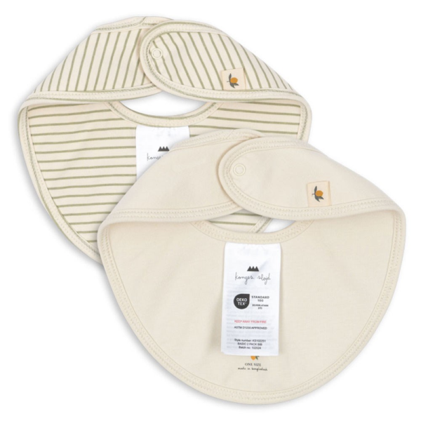 Set de 2 bavoirs de naissance - Tea stripe – Image 2