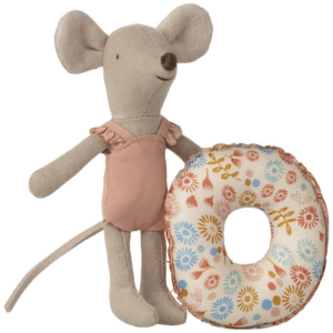 Souris de plage avec bouée - Petite soeur - Fleurs