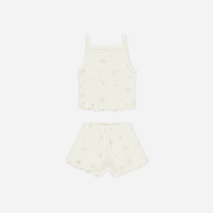 Ensemble short & top pointelle - Pink ditsy
