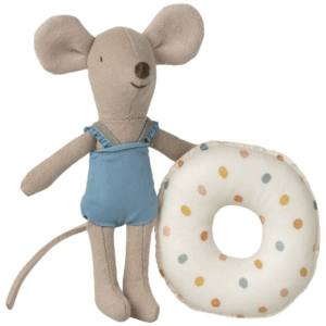 Souris de plage avec bouée - Petite soeur - Pois multicolore