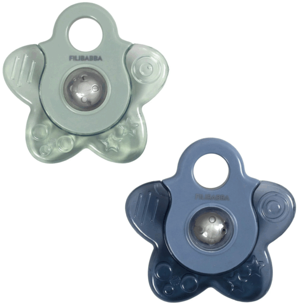 Set de 2 anneaux de dentition rafraichissant étoile - Bleu
