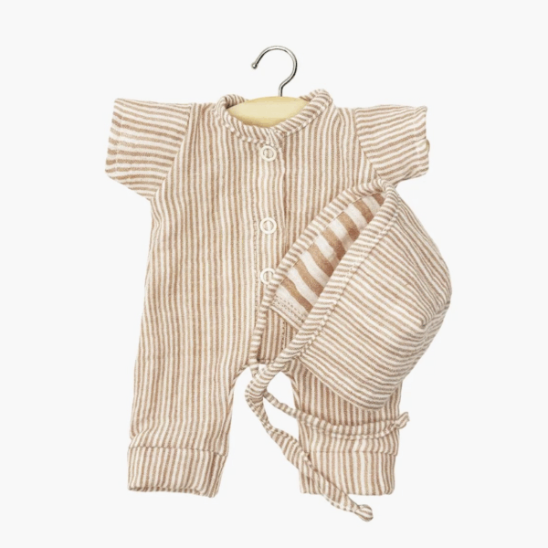 Babies - Combinaison Lilio & béguin rayures zéphir beige