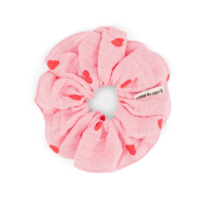 Chouchou coeur rose flamingo
