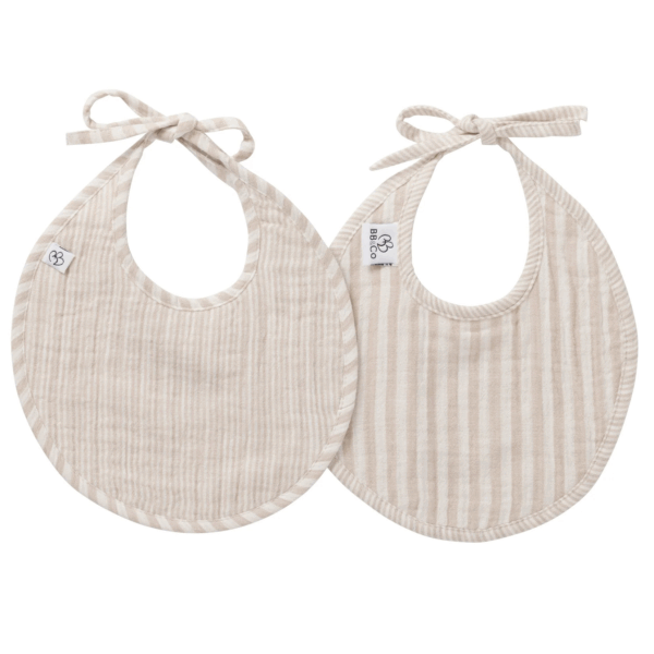 Lot de 2 bavoirs de naissance - Soft stripes galet