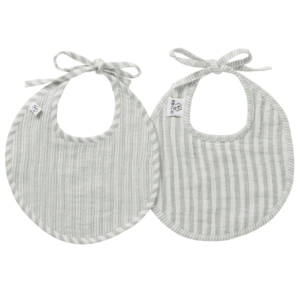 Lot de 2 bavoirs de naissance - Soft stripes vert de gris