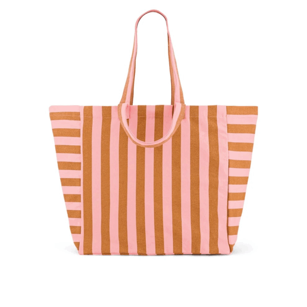 Sac cabas Elisa - Imprimé rayé caramel/Strawberry