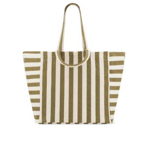 Sac cabas Elisa - Imprimé rayé Olive/Greige