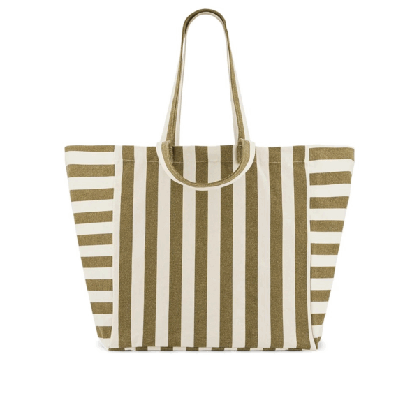 Sac cabas Elisa - Imprimé rayé Olive/Greige