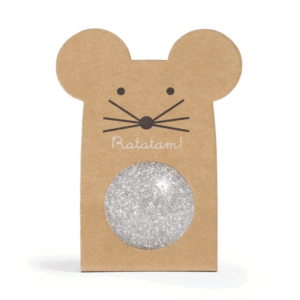 Balle rebondissante souris à paillettes argent - 43mm