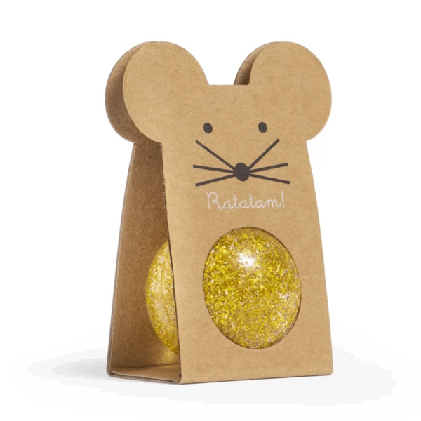 Balle rebondissante souris à paillettes doré - 43mm – Image 2