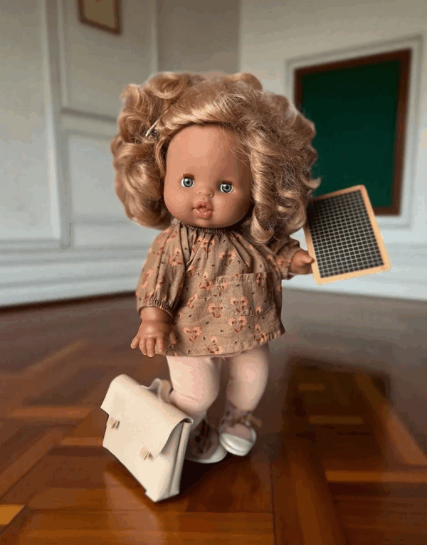 Cartable vintage Swan pour poupée - Simili cuir beige – Image 3