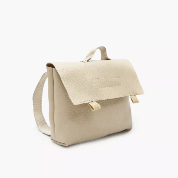 Cartable vintage Swan pour poupée - Simili cuir beige