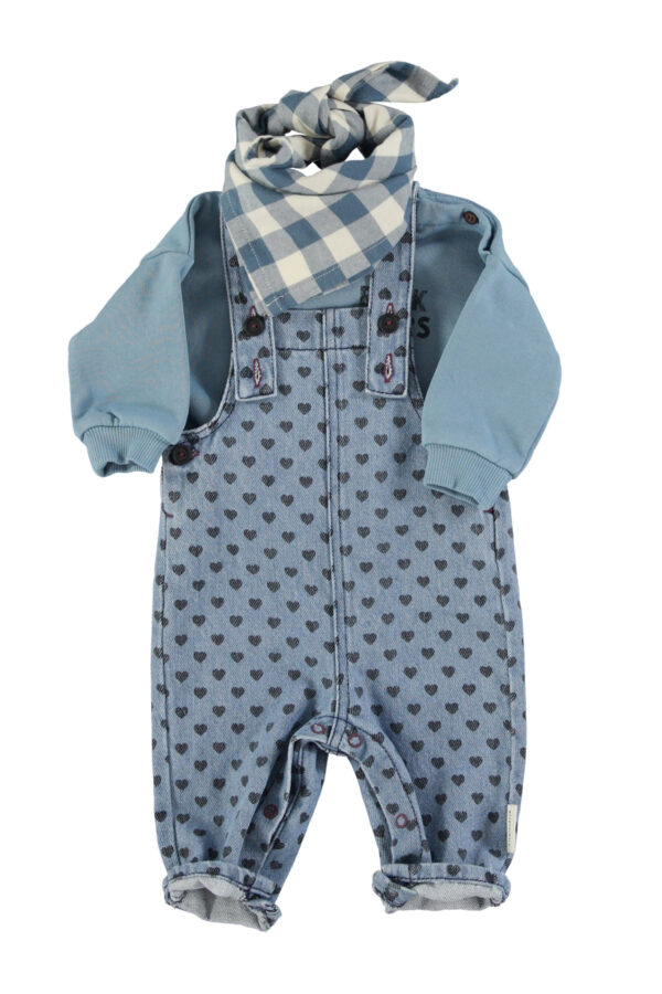 Salopette - Washed blue denim & black hearts – Image 3