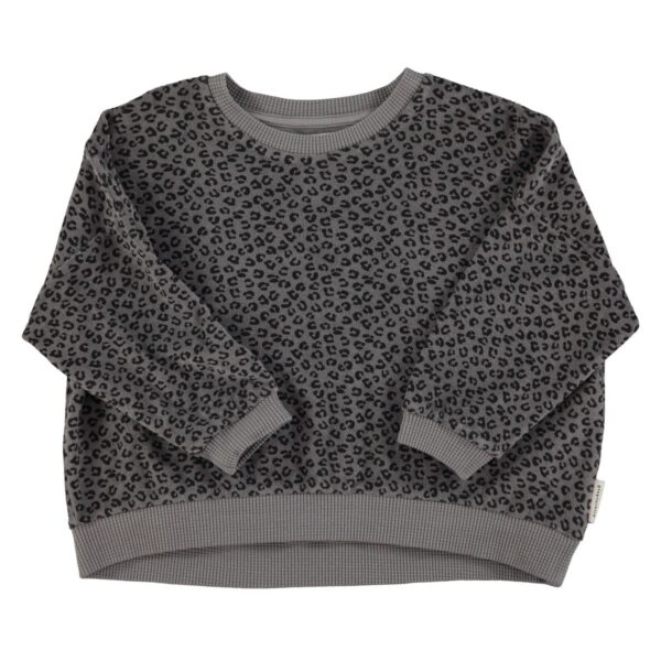 Sweatshirt en éponge - Imprimé léopard gris