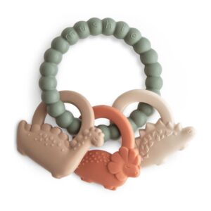 Jouet de dentition bébé Ring Dino Mushie en silicone alimentaire