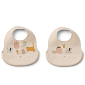 Lot de 2 bavoirs imprimés Ember - Cats & Dogs sandy