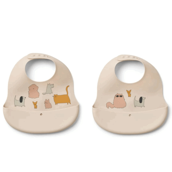 Lot de 2 bavoirs imprimés Ember - Cats & Dogs sandy
