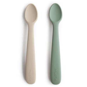 Lot de 2 cuillères bébé en silicone - Cambridge Blue & Shifting Sand