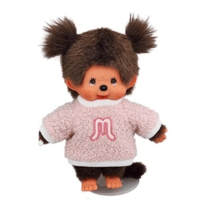 Peluche kiki Monchhichi habillé - Pull rose 20cm