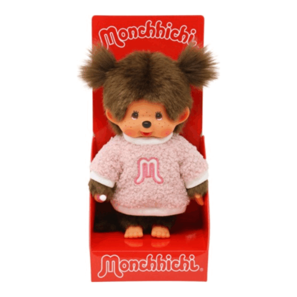Peluche kiki Monchhichi habillé - Pull rose 20cm – Image 3