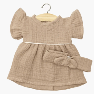 Robe Daisy & headband - Gaze de coton moka