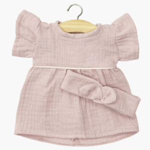 Robe Daisy & headband - Gaze de coton rose orchidée