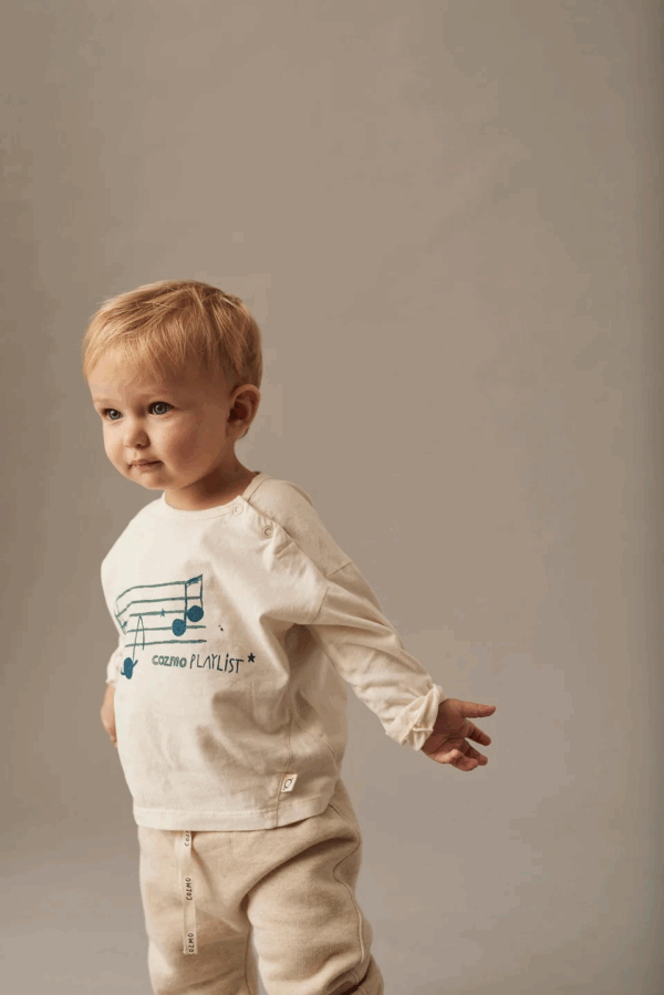 T-shirt Bébé ML JOEL - White soft warm jersey – Image 2