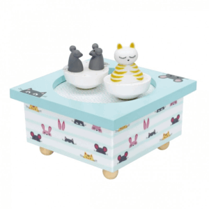 Boîte à musique chat et souris Trousselier avec figurines dansantes