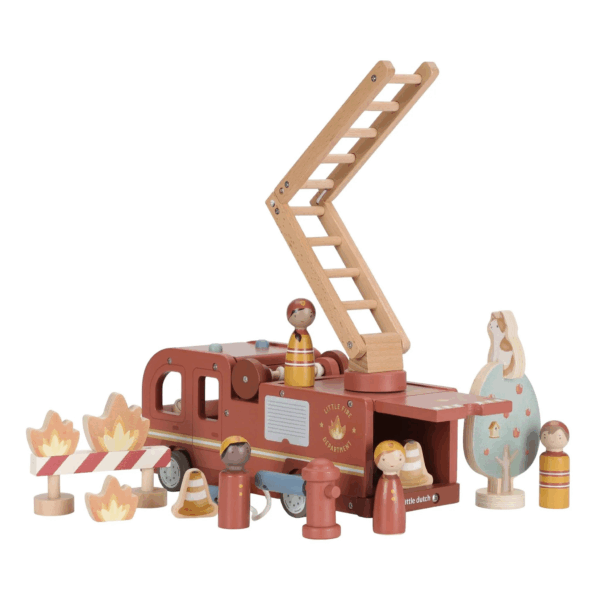 camion de pompiers en bois Little Dutch avec accessoires