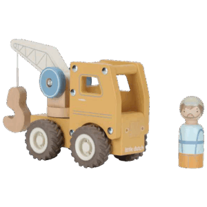 camion grue en bois Little Dutch avec ouvrier