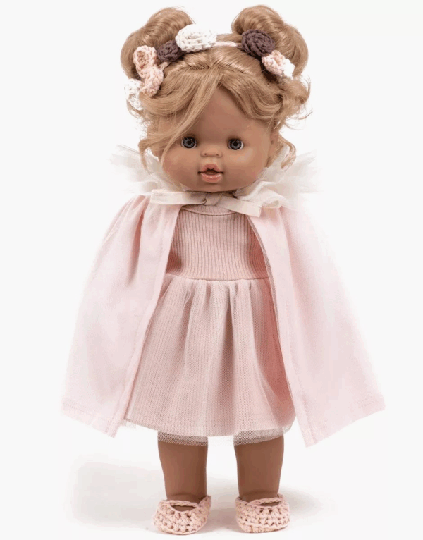 cape de danseuse pour poupée Minikane - Rose & tulle écru – Image 2