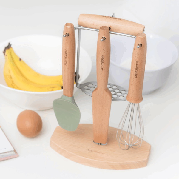 Coffret ustensiles de cuisine Kiddikutter naturel pour enfants