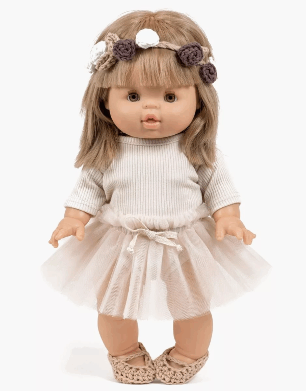 Couronne de fleurs Minikane en crochet beige – faite main – Image 2