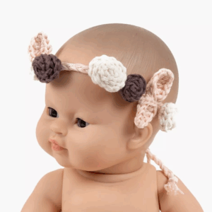 couronne de fleurs crochet rose poupée Minikane faite main