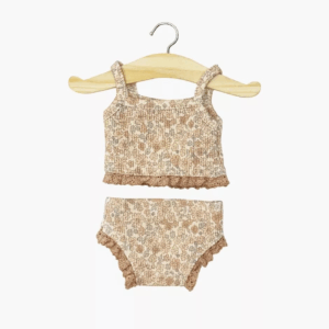 dessous fille poupée Minikane petites fleurs cacao dentelle