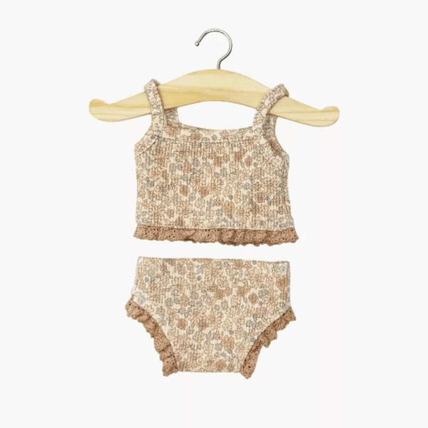 dessous fille poupée Minikane petites fleurs cacao dentelle