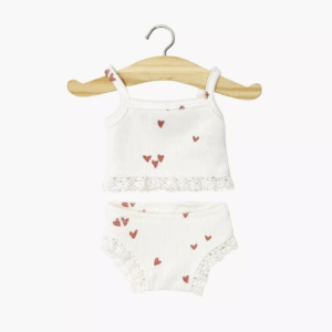 dessous fille poupée Minikane petits cœurs rose dentelle