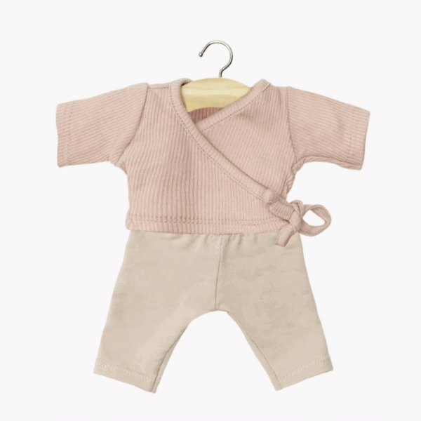 Ensemble poupée cache-cœur rose et legging Minikane Gordis